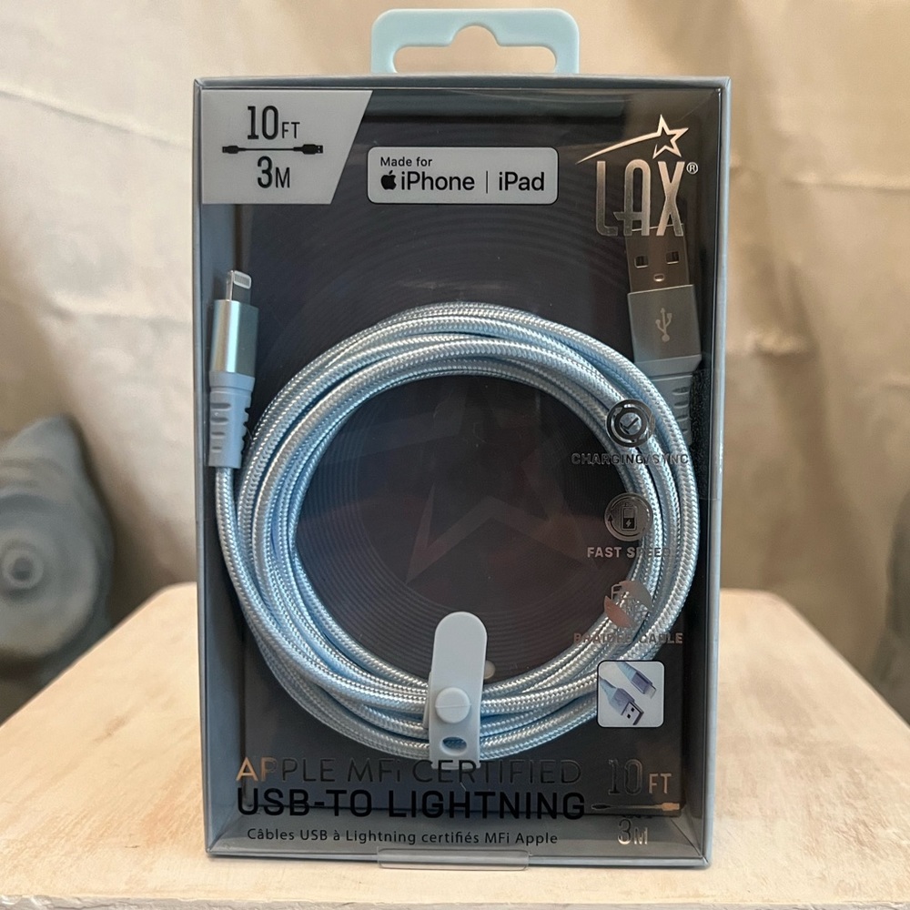 LAX Lightning Cable: 10ft Long